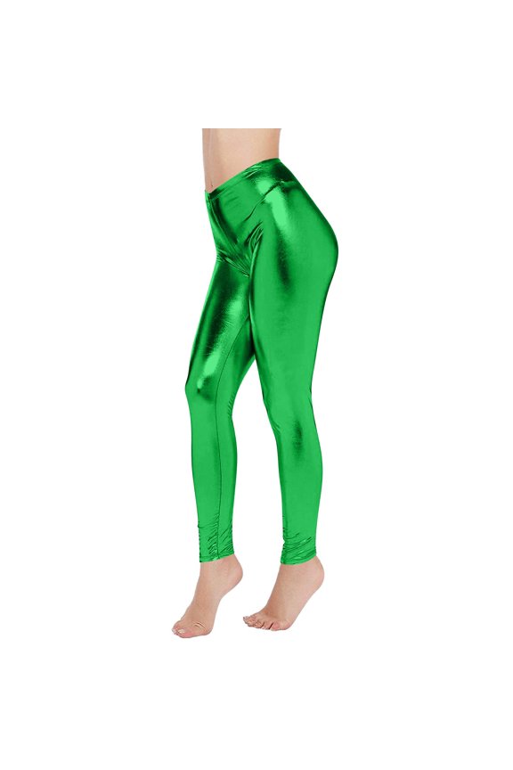 Women's Sparkle Workout Capris, High Waist & Glittery Fabric, Eye-Catching for Fitness Classes or Festivals, Perfect for Dance, Performances, or Party. Green XL