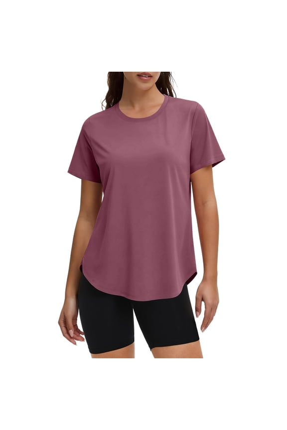 Womens Athletic Tops Lightweight Quick-dry Moisture Wicking Performance Fabric Short Sleeve Hiking Running Shirts Breathable Workout Gear Summer Outdoor Activewear Jersey Hot Pink S