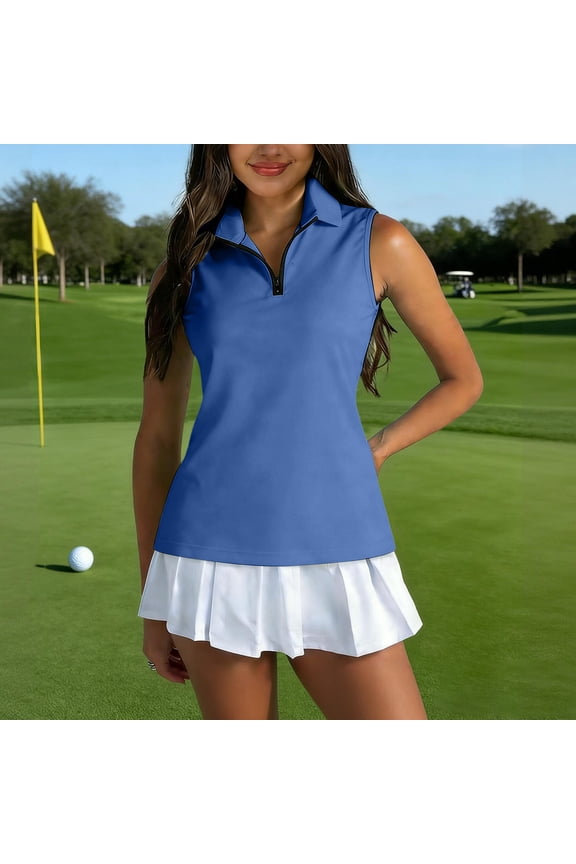 Womens Sleeveless Golf Shirts Polo Tank Tops, Yoga Active Jacket Vest Golf Tops