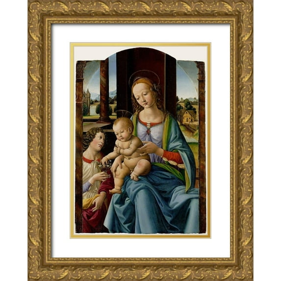 di Credi, Lorenzo 18x24 Gold Ornate Wood Framed with Double Matting Museum Art Print Titled - Madonna and Child
