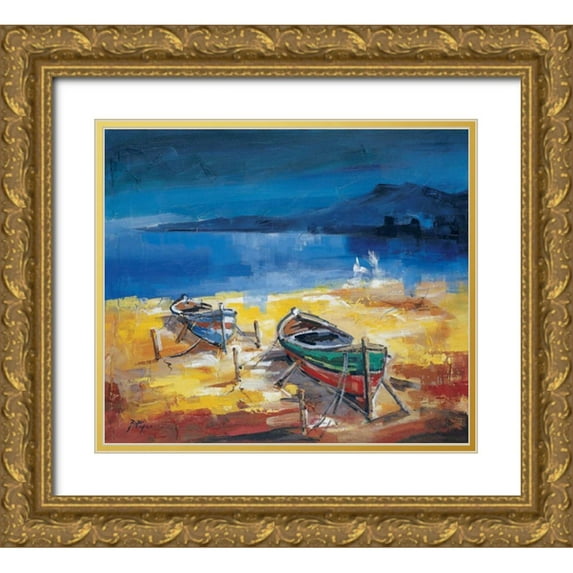 di Viccaro, Roberto 17x15 Gold Ornate Wood Framed with Double Matting Museum Art Print Titled - Le due barche