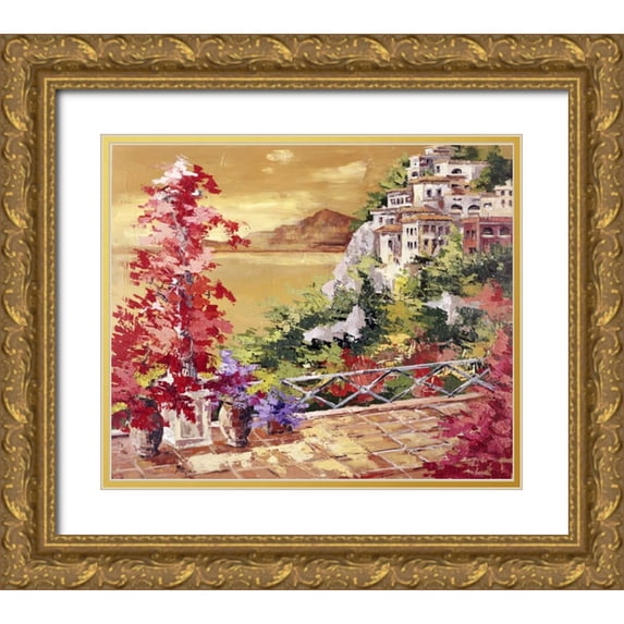 di Viccaro, Roberto 30x26 Gold Ornate Wood Framed with Double Matting Museum Art Print Titled - Colori caldi sul golfo