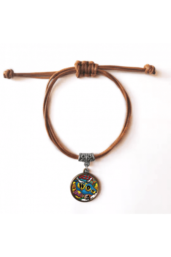 dialog bubble joint bracelet leather hide wristband brown jewelry