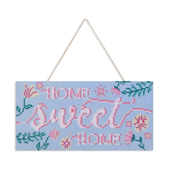 DIAMOND ART CLUB Hanging Sign - Home Sweet Home, Diamond Painting Kit, Fun DIY Crafts for Adults, Square Diamond Art Canvas for Beginners, 6" x 12"
