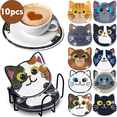 thumbnail image 1 of Cayton® 10pcs Cat Diamond Art Painting Coasters Kit,High-end Diamond Art Coasters with Holders,DIY Craft Kits for Adults&kids, 1 of 7