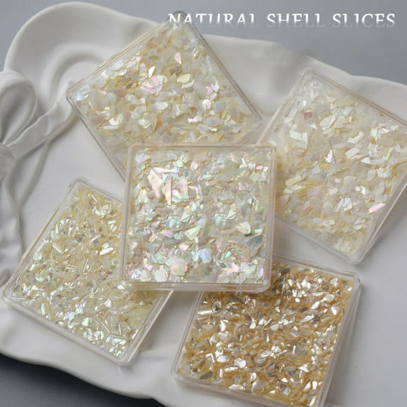dianhelloya 1 Box Nail Art Decoration Irregular Shape Ultra-thin Mix Size Shiny Effect Decorative Natural Manicure Shell Fragments E