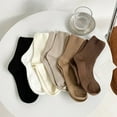 thumbnail image 1 of dianhelloya 1 Pair Mid-tube Elastic Women Socks Casual Solid Color Ribbed Sports Socks White, 1 of 8