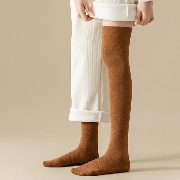 dianhelloya 1 Pair Women Long Socks Solid Color Thigh High Stockings Autumn Winter Japanese Good Stretch Stockings for Daily Wear Dark Gray