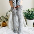 thumbnail image 1 of dianhelloya 1 Pair Women Winter Stockings Thickened Knitted Solid Color High Elasticity Anti-slip Over Knee Length Twist Warm Soft Skirt Boots Socks Winter Tights Black, 1 of 7