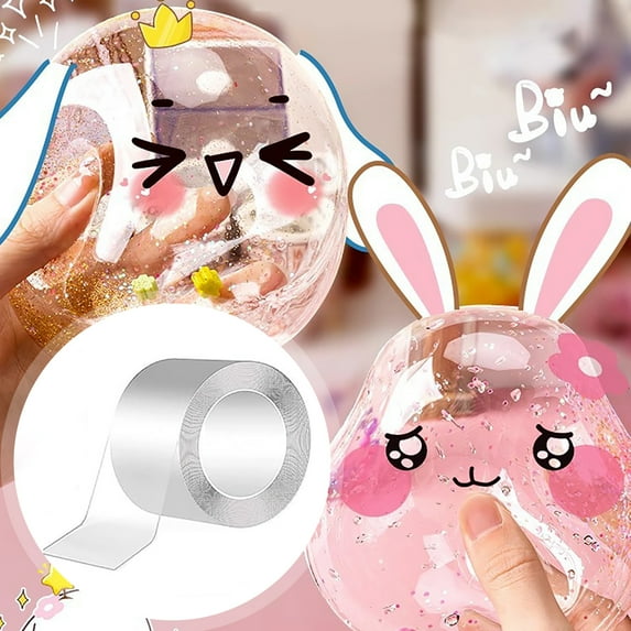 dianhelloya 1 Set 300CM Nano Tape Bubble Toy with Straw Charm Sticker Inflator Tweezer Adhesive Funny Stress Relief DIY Craft Making Toy Kit Children Gift for Xmas Gift