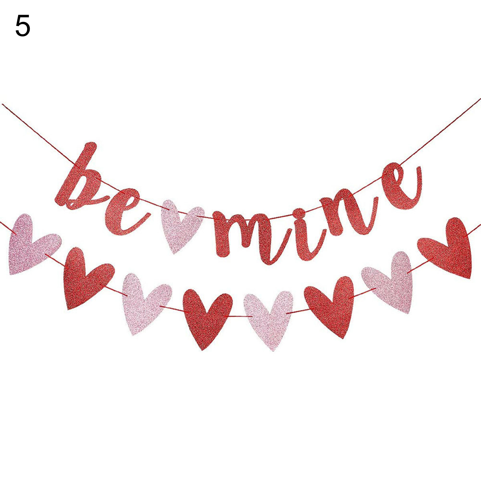 dianhelloya 1 Set Love Heart Pattern Banner Party Set Glittery Paper Valentines Day Party Banner Decorations for Home