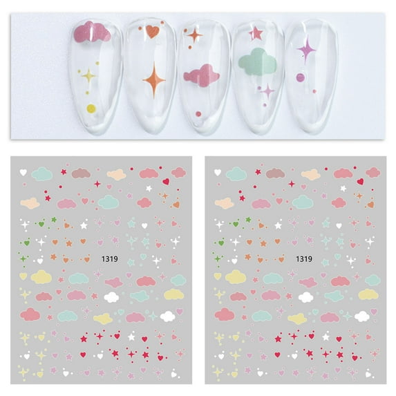 dianhelloya 1 Sheet Nail Sticker Removable Easy to Stick DIY Nail Art Decoration Self-adhesive Cloud Star Pattern Nail Art Decal Salon Accessories A