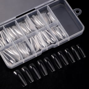 dianhelloya 100Pcs/Box Fake Nails Water Drop T-Shaped Short Round Square Head Ultra Thin DIY Transparent Artificial Nails False Nail Extension D