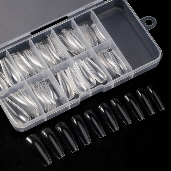 dianhelloya 100Pcs/Box Fake Nails Water Drop T-Shaped Short Round Square Head Ultra Thin DIY Transparent Artificial Nails False Nail Extension D