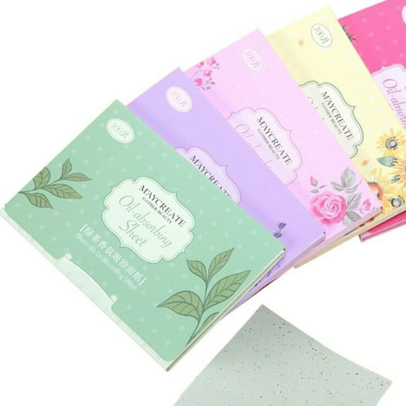 dianhelloya 100Pcs Facial Oil Absorbing Paper Plant Fibres Breathable Make up Blotting Sheet Rose#