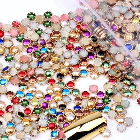 dianhelloya 100Pcs Metal Rhinestone Nail Beads Handcraft Half Round DIY Nail Beads Beauty Glitter Decoration Head Clip DIY Supplies B