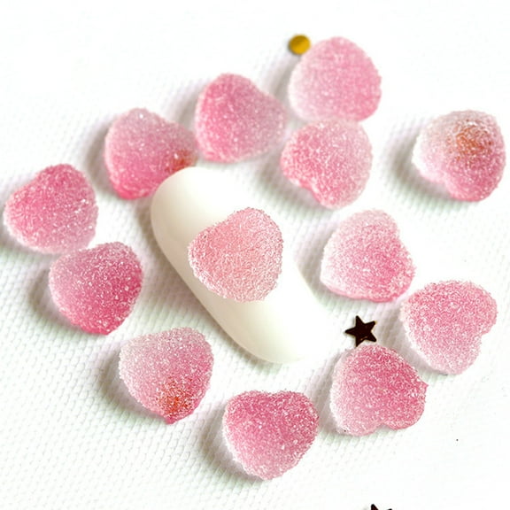 dianhelloya 10Pcs Heart Nail Decoration Exquisite DIY Soft Clay Nail Art Jewelry Fondant Stars 6