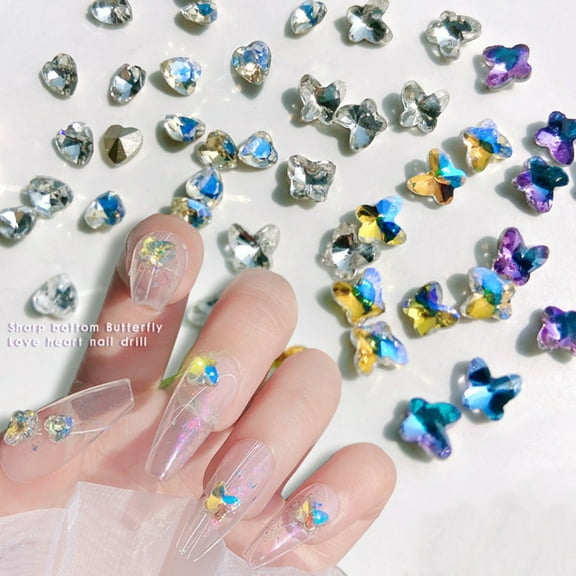 dianhelloya 10Pcs Nail Ornaments Creative Shape Vivid Color Faux Crystal 3D Effect Heart Nail Art Decors Nail Charms 2