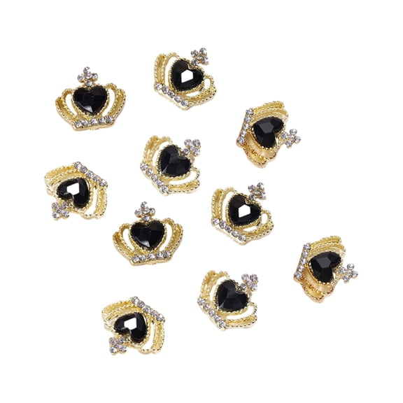 dianhelloya 10Pcs Shiny Love Heart Nail Rhinestones Multicolor Alloy Crown Nail Charms Jewelry Accessories Ornaments DIY Nail Art
