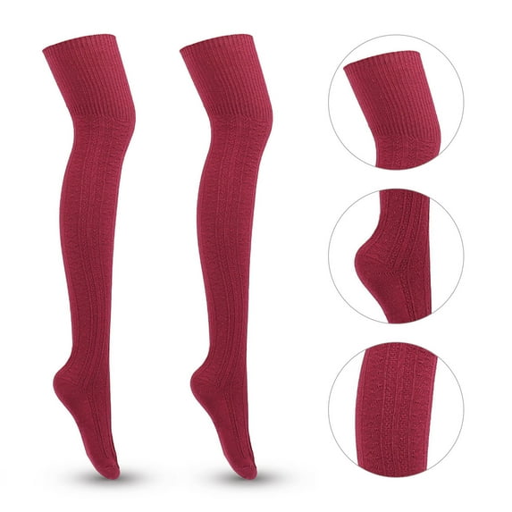 dianhelloya 1Pair Women Stockings Lengthened Breathable Cotton Over Knee Thigh Socks for Lady Coffee