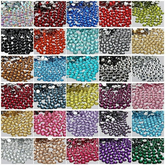 dianhelloya 2000Pcs Flat Back Resin Rhinestones DIY Phone Case Nail Decals 2/3/4/5mm