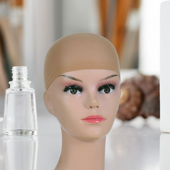 dianhelloya 2Pcs Elastic Lace Bandage Hairnet Breathable Mesh Wig Hat Soft Nylon Stretch Cap Light Skin