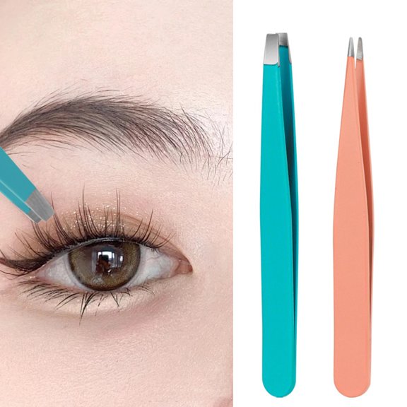 dianhelloya 4Pcs/Set Slant Eyebrow Tweezers Set Stainless Steel Ingrown Hair Removal Tool Flat Mouth Eyebrow Clip Set Sets