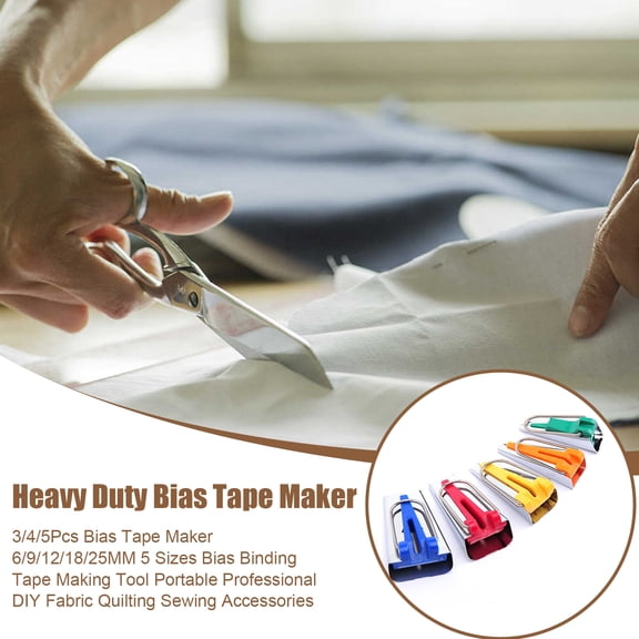 dianhelloya 5-Width Bias Tape Maker for Quilting & Sewing - Efficient Plastic Tool with 6MM,9MM,12MM,18MM,25MM Sizes - Professional, Portable, Easy-to-Use Accessory