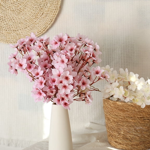 dianhelloya 6Pcs Artificial Peach Blossom Branch with Stem Realistic Reusable Home Wedding Party Faux Flower Floral Spring Decoration Photo Props Pink Purple