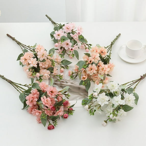 dianhelloya Artificial Flowers Simulation 5 Heads Roses Long-lasting Natural-Looking Realistic Lifelike Vibrant Colored Flowers Hot Pink