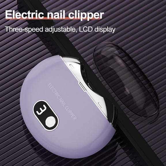dianhelloya Automatic Electric Nail Clipper with LCD Digital Display 3-Speed Adjustable Fingernail Trimmer with LED Light Rechargeable Electric Nail Cutter for Babies Kids Adults Elderly Purple