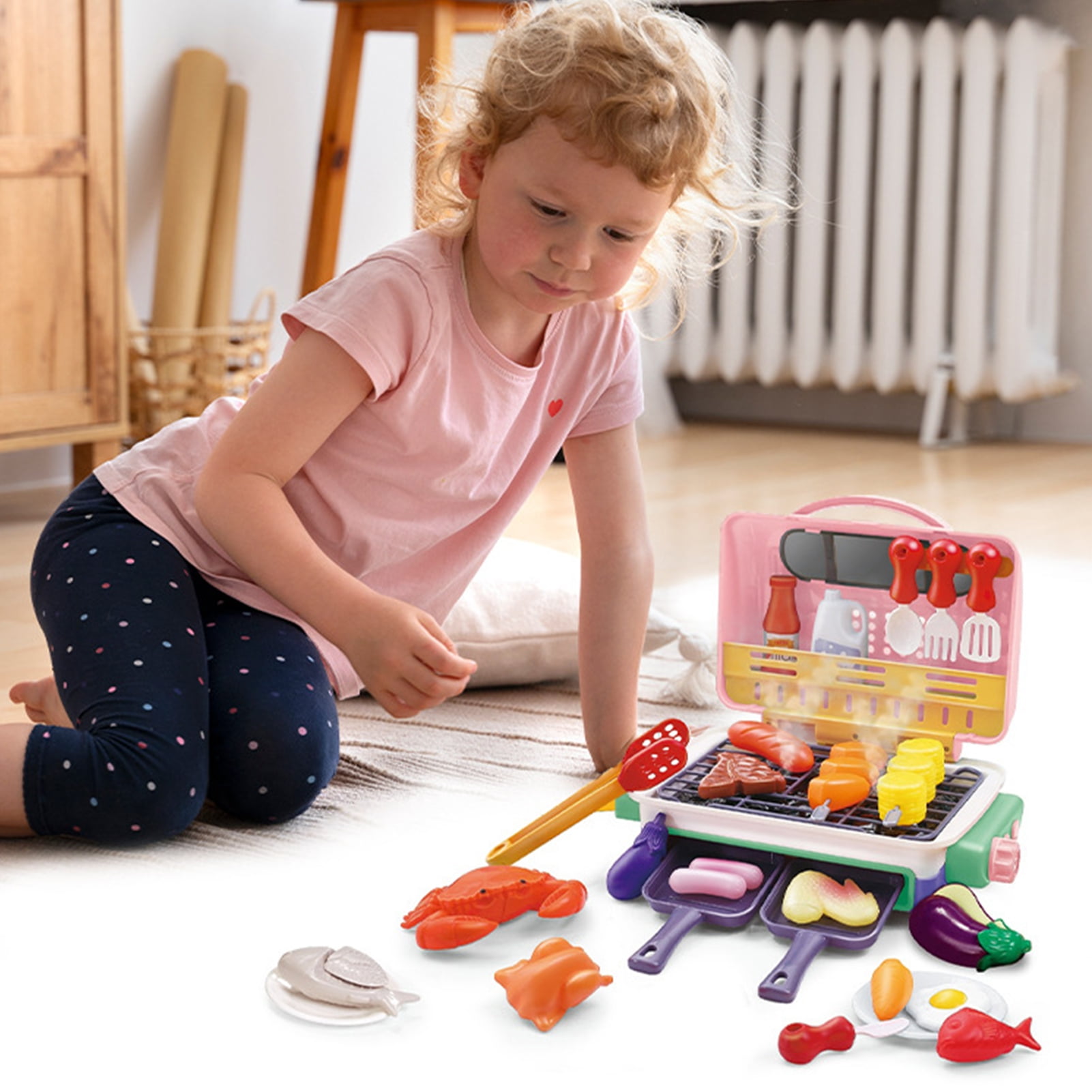 dianhelloya Bbq Pretend Toy Water Spray Grill Toy Set Kids