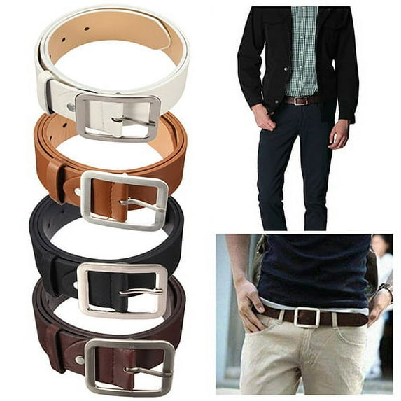 dianhelloya Belts for Men's Stylish Casual Waistband PU Leather Pin Buckle Waist Strap Business Belt