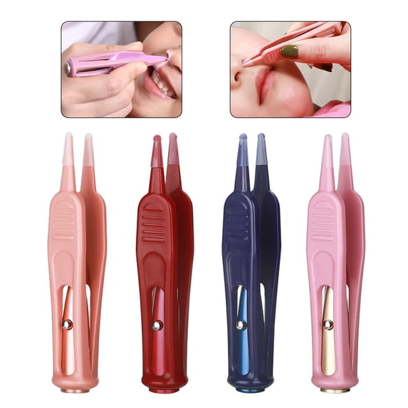 dianhelloya Booger Clip with LED Light Easy to Use Non-irritating Soft Head Creative Nostril Cleaning Aluminum Alloy Baby Nose Cleaning Tweezers for Trip (Red)