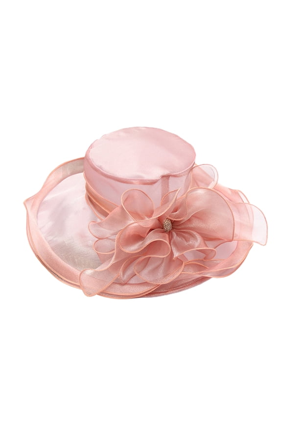 Bucket Hats for Women 90s Women Church Cap Wide Brim Cloth Flower Temperament Foldable Rhinestones Buckle Hat for Wedding