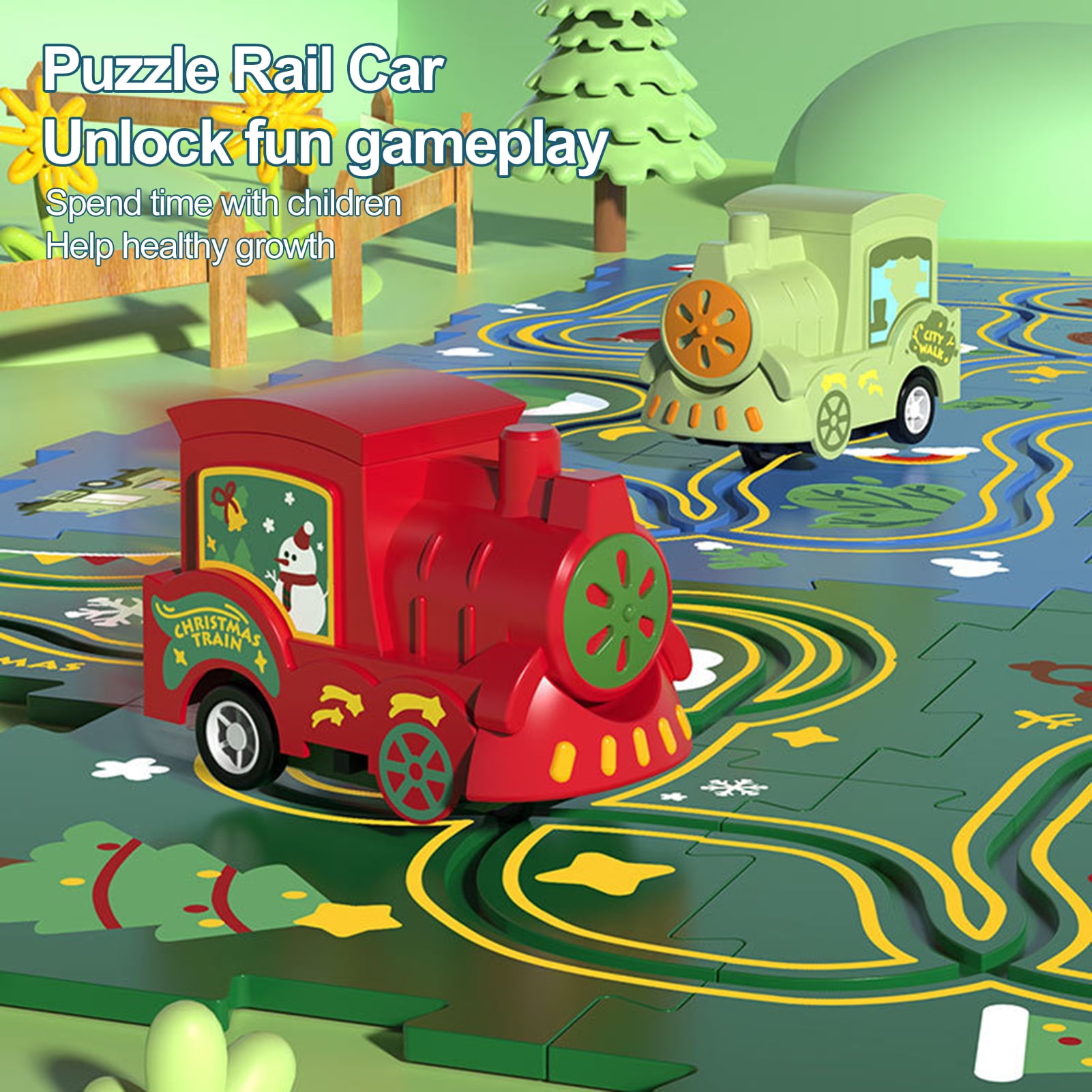 dianhelloya Children Rail Toy DIY Jigsaw Assembling Electric Trolley