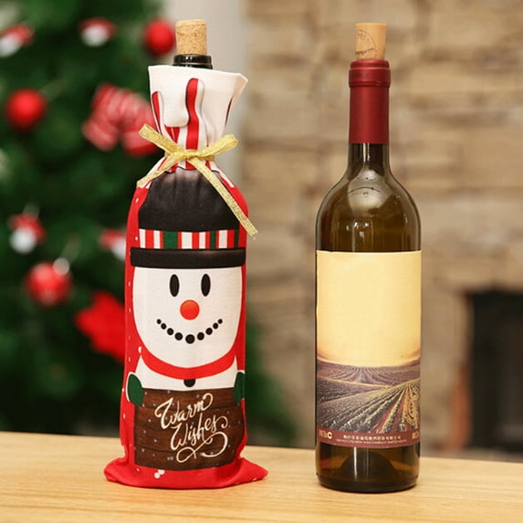 dianhelloya Christmas Santa Claus Snowman Elk Wine Champagne Bottle Bag Cover Gift Decor Deer*