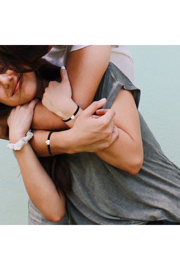 Couple Bracelet Heart Shape Braided Rope Adjustable Stretchy All-match Decorative Gifts 26 Letters Initial Charms Bracelet Jewelry for Valentines Day S