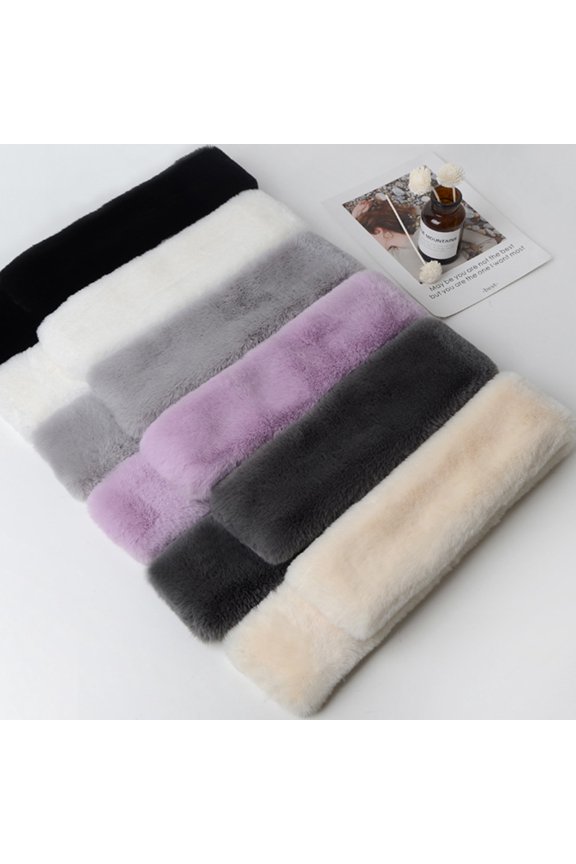 Cross Scarf Faux Rabbit Fur Double-sided Thickened Soft Washable Keep Warm Pure Color Autumn Winter Female Neck Warmer Collar Scarf for Outdoor White