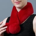 thumbnail image 1 of dianhelloya Cross Scarf Faux Rabbit Fur Fuzzy Thickened Pompoms Soft Cold Resistant Solid Color Autumn Winter Female Neck Warmer Collar Scarf for Outdoor Rose Red, 1 of 8