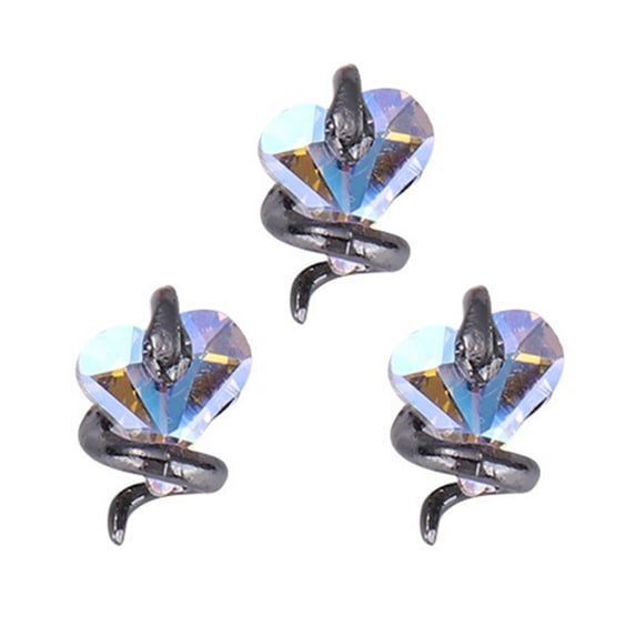 dianhelloya Diy Manicure Supplies 3pcs Snake Around 3d Heart Faux Crystal Charms Nail Art Rhinestones Nail Decorations for Manicure Supplies Phone Case Decoration