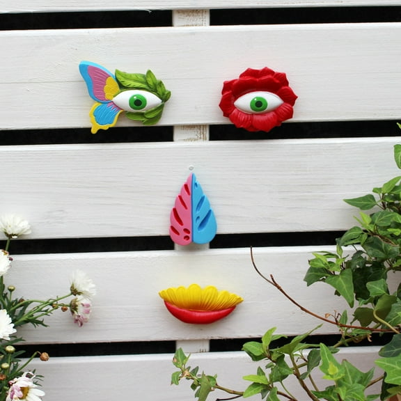 dianhelloya Durable Resin Tree Face Sculpture with Colorful Flower Design, Weather-Resistant Outdoor Garden Decor, Nature-Inspired Artistic Wall Hanging for Patio, Yard, and Indoor Display