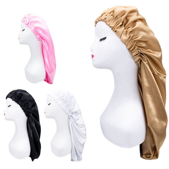 dianhelloya Elastic Stain Bonnet Breathable Multifunctional Wide Edge Long Hair Sleeping Hats Wrap Bonnet for Female Skin Pink1