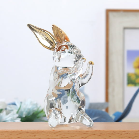 dianhelloya Exquisite High-Quality Crystal-Clear Glass Rabbit Ornament - Modern Easter Decor, Compact Farmhouse Home Accent, Elegant Gift for Holiday & Mantel Display