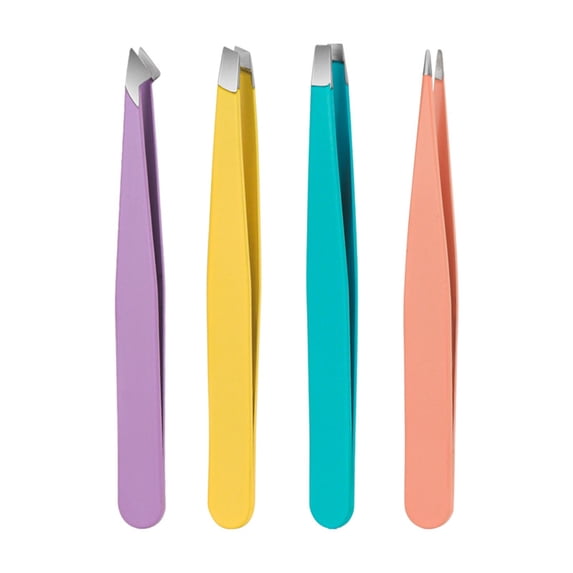 dianhelloya Eyebrow Clip Set Durable Eyebrow Tweezers 4pcs/set Slant Eyebrow Tweezers Set Stainless Steel Ingrown Hair Removal Tool