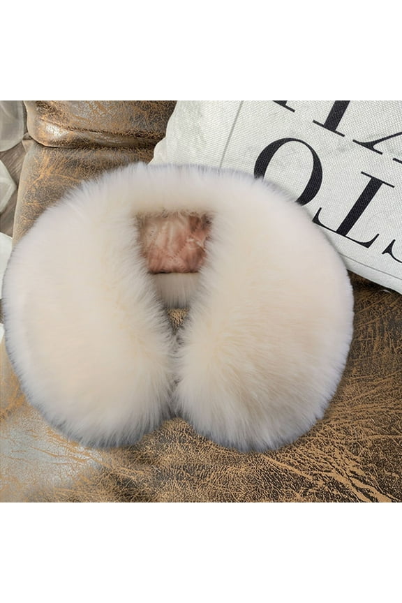 Fake Collar Thickened Soft Fluffy Faux Fur Solid Color Cold-resistant Windproof Men Women Winter Neck Warmer Scarf Female Male Neck Wrap Black