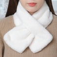 thumbnail image 1 of dianhelloya Female Winter Faux Rabbit Fur Scarf Solid Color Thickened Plush Girls Scarf Evening Dress Furry Neck Collar Christmas Gift Black, 1 of 7
