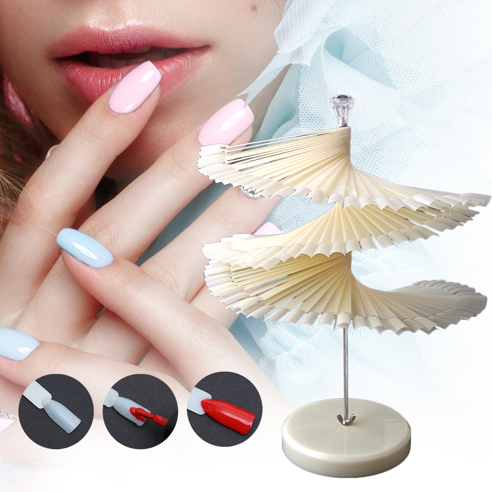 10 Nagel-Display-Tips – Schwarz, Für Nagellack-Präsentation & Übung