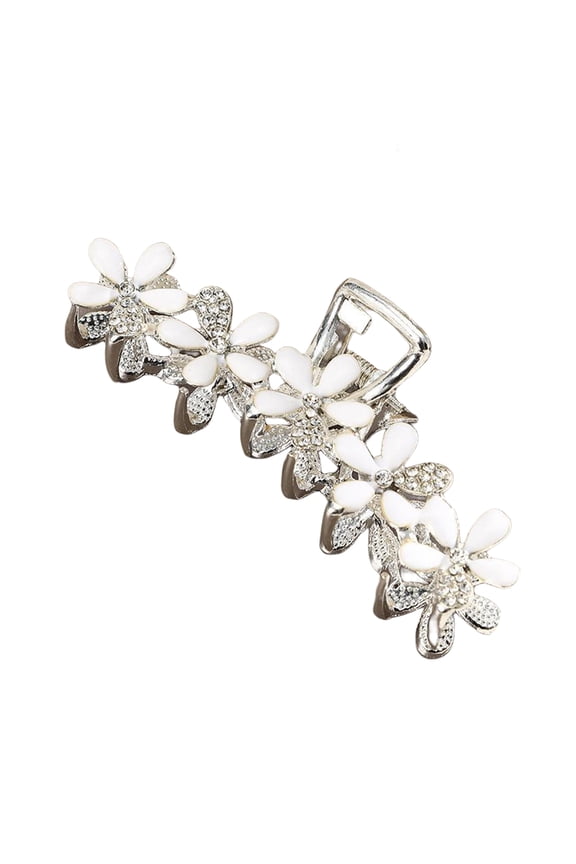 Hair Clips For Women Hair Accessories Pearls Shining Rhinestones Decor Crossing Teeth Hair Claw Women Elegant Flower Decor Hair Clip Styling Tool