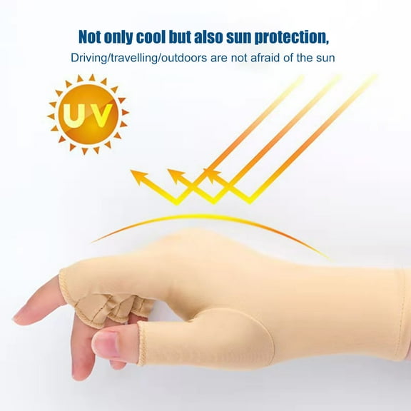 dianhelloya Half Fingers Gloves Super Soft Breathable Stretchy Friendly to Skin Ultra-Thin Block UV Spandex Summer Sunscreen Semi-Finger Riding Gloves B White